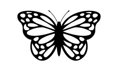 Beyaz arka planda kelebek ikon vektörü. Kelebek siyah silueti. Güzel böcek. Vektör 10 EPS.