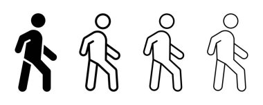 Yürüyen adam vektör simgeleri. Siyah siluet ve yürüyen insan. Vektör 10 Eps.