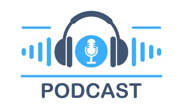 Podcast vektör simgesi. Mikrofonlu podcast. Radyo yayını. Vektör 10 Eps.