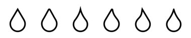 Doğrusal su bırakma vektör simgeleri kümesi. Siyah su damlacıkları. Sıvı veya yağmur. Sembol yağmur damlası.