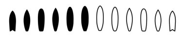Sörf tahtası vektör simgeleri. Sörf tahtasının siyah silueti. Özet simgesi.