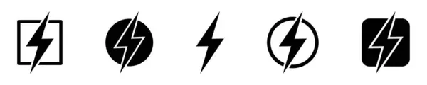 Elektrik vektör simgeleri kümesi. Yıldırım ve elektrik güç sembolleri. Elektrik enerjisi işareti. Vektör 10 Eps.