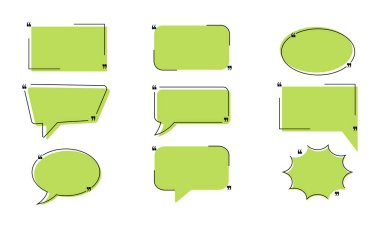 Alıntı kutusu çerçevesi ile soyut biçimde ayarla. Vector mesaj kutuları. Alıntı, mesaj ve yorum içeren pankartlar. Vektör 10 Eps.