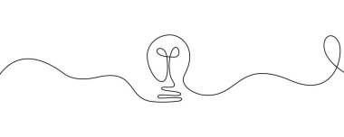 Ampullü aralıksız bir hat. Doğrusal ampul. Çözüm ve icat sembolü. Yeni fikir.