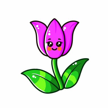 Mutlu ve Çekici Pembe Lale Clipart