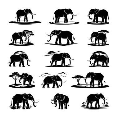 Fil Siluetleri Yüksek Kaliteli Doğa İlham Veren Koleksiyon 002