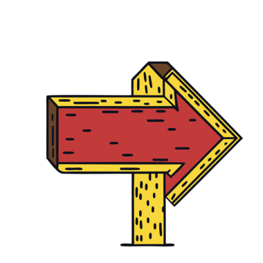 El çizimi ok çizimi, şeffaf, her şekilde, kırmızı sarı işaret.