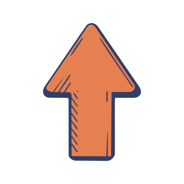 Elle çizilmiş Çizgi Film Tarzı Yukarı Ok Çizimi Yürekli Taslak Yönlendirme Yönlendirme Geliştirme Büyümesi ve Dijital Vektör Sanatında Başarı Sembolü