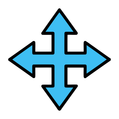 Elle Çizilmiş Dört Yönlü Ok Simgesi Biçimli Kalın Çizgi Çizim Yönlendirme Sembolü Dijital Vektör Resimlerinde Hareket Seçimi ve Yönlendirmesi