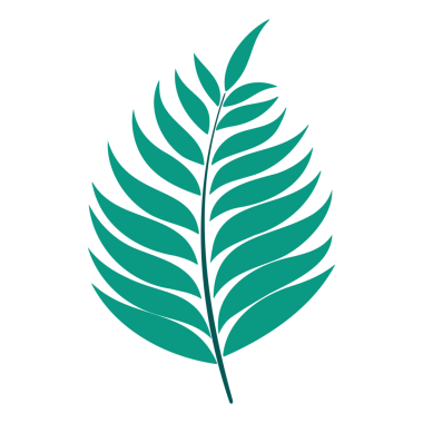 Modern soyut tarzda bej arka planda yeşil silueti olan en az botanik yaprak çizimi