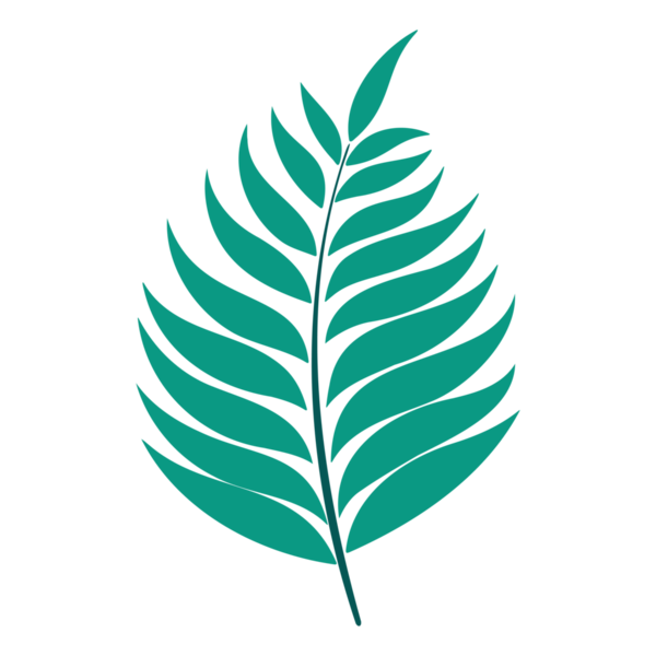 Modern soyut tarzda bej arka planda yeşil silueti olan en az botanik yaprak çizimi