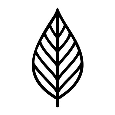 Simetrik bir yaprağın biçimlendirilmiş siyah-beyaz çizimi, karmaşık ven desenleri, geometrik ve dekoratif bir tasarım yaratıyor..