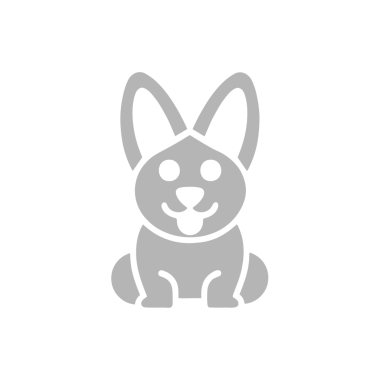 Gri arkaplanda düz çizgi film vektör tarzında şirin beyaz tavşan simgesi