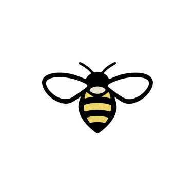 Siyah ve sarı gövdeli, açık kanatlı, doğayı, tozlaşmayı ve bal üretimini sembolize eden bir arının minimum vektör çizimi. Temiz modern tasarım ekoloji, markalaşma ve eğitim kullanımı için idealdir..