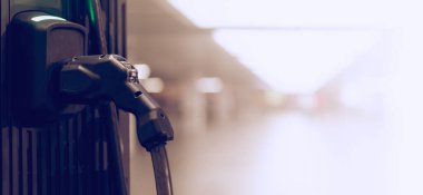 Fotokopi alanı ile yüklü elektrikli araba, teknoloji elektrikli araç konsepti