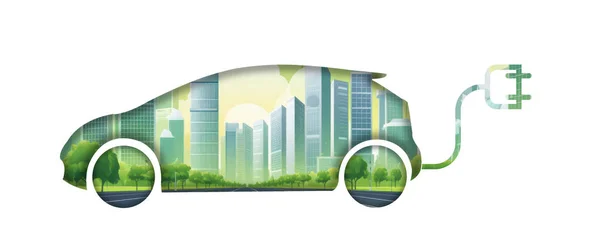 Samochód Ekologiczna Energia Koncepcja Energii Odnawialnej — Zdjęcie stockowe