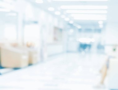 Bulanık klinik ya da hastane odası, kullanım için arka plan bulanık. Boş bir koridor, bir ofis ya da tıp fakültesi salonu. Görüntü iç plan kavramı.