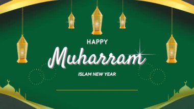 Muharram ve İslam Yeni Yılı 'nı fenerler, hilal ay ve cami siluetleri ile kutlayan güzel bir tasarım..