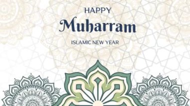Muharram ve İslam Yeni Yılı 'nı fenerler, hilal ay ve cami siluetleri ile kutlayan güzel bir tasarım..