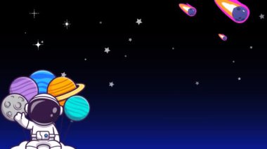 Uzayda yüzen astronotların bir videosu, bilimsel projeler, eğitim medyası ve çocuk sunumları için mükemmel..