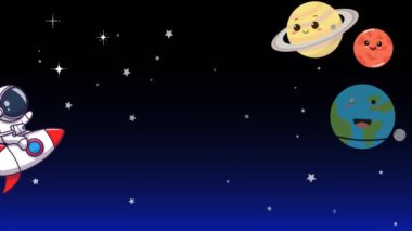 Uzayda yüzen astronotların bir videosu, bilimsel projeler, eğitim medyası ve çocuk sunumları için mükemmel..