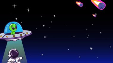 Uzayda yüzen astronotların bir videosu, bilimsel projeler, eğitim medyası ve çocuk sunumları için mükemmel..