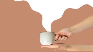 Çekici ve estetik bir modern kahve reklamı yapmak için eşsiz bir geçmişi olan modaya uygun kahve reklamı için büyüleyici bir animasyon..