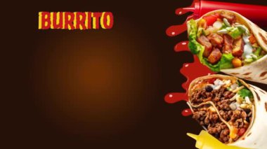 Mutfak ihtiyaçlarınız ve iş promosyonunuz için cazip bir burrito tabağının yakın plan görüntüsü.