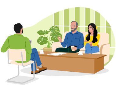 Bir baba kızına mali danışmanla buluşması için eşlik ediyor..