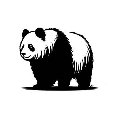 Siyah beyaz şirin bir panda silueti çizimi