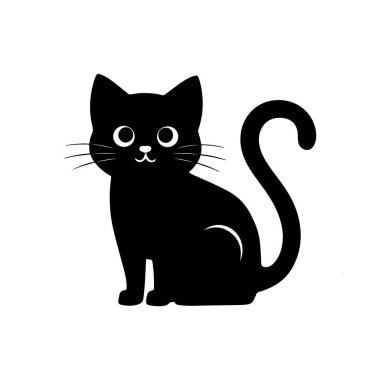 Beyaz arka planda siyah bir kedi silueti. vektör