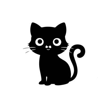 Sevimli siyah kedi vektör çizim.