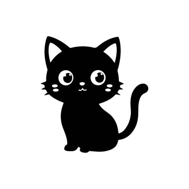 Beyaz arka planda kedi silueti. vektör illüstrasyonu