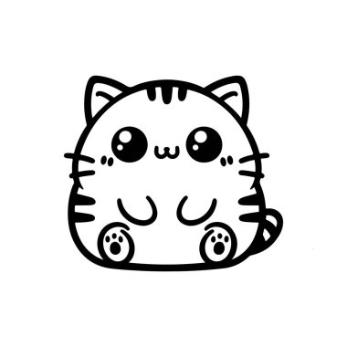 Şirin kedi çizgi film ikonu vektör tasarımı grafik çizimi