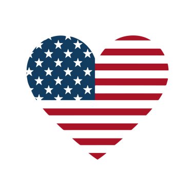 Amerikan bayrağı kalp şeklinde. Vektör illüstrasyonu
