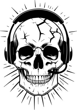 Vintage tarzı kafatası illüstrasyon