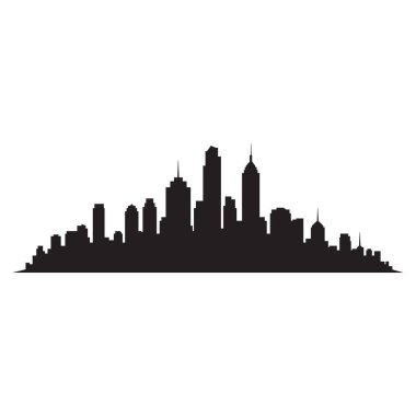 Modern bir şehrin silueti alacakaranlıkta ufuk çizgisi