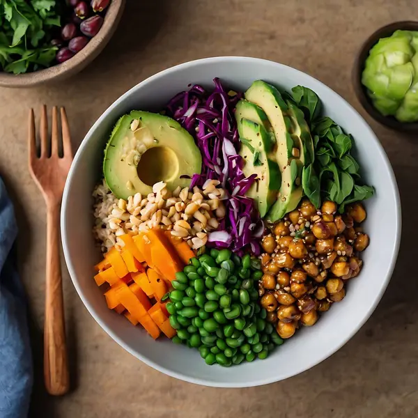 Tropikal mango avokado salatasının canlı vektör çizimi, sağlıklı yemek blogları, yaz menüleri ve tropikal tarif tasarımları için mükemmel..