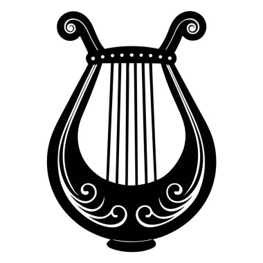 Antik ve Klasik Müzik için Geleneksel Lyre Enstrüman Vektörü İllüstrasyonu