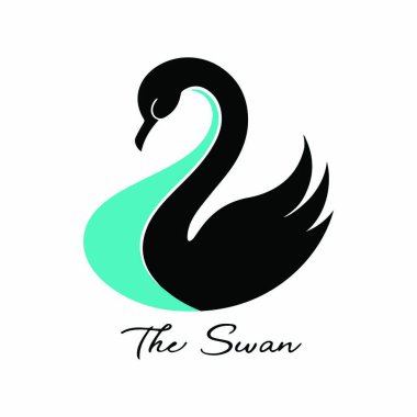 Stylized Swan Logo Design with Elegant Features clipart