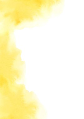 Suluboya kart şablonu. Metin için boş kopya alanı olan parlak sarı renkte soyut lekeler. Davetiye için neşeli el boyaması arka plan, tarihi, düğünü, kartpostalı, alıntıları kaydet