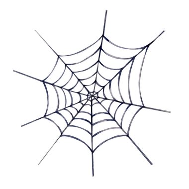 Suluboya klipsi olarak çizilmiş siyah örümcek ağı. Ürkütücü parti davetiyeleri, Cadılar Bayramı planlayıcısı çıkartmaları, hatıra defterleri, web sitesi simgeleri ve temalı kağıt ürünleri için harika.