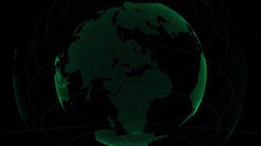 Ekseninde Dönen Dijital Dünya Canlandırması, Teknoloji Konseptiyle Dijital Dünya Haritası Canlandırması