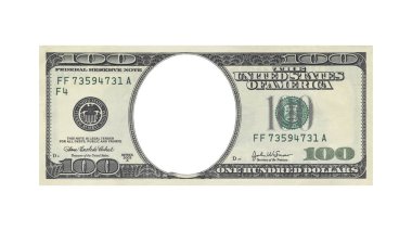 Beyaz Arkaplanda Gerçekçi 100 Dolarlık Bill Mockup