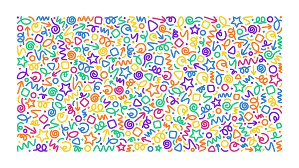 Beyaz Arkaplanda Şekiller ve Desenlerle Renkli Soyut Tasarım