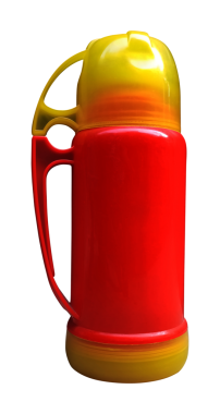 Kırmızı matara, sarı şapkalı matara, plastik kapaklı matara PNG arka planında