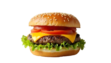 Beyaz mutfak masasında peynirli ve domatesli hamburger..