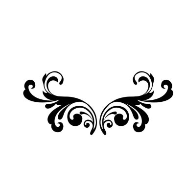 Süslü Çiçek Tasarımı. Zarif, kıvrımlı yapraklar ve karmaşık detaylar içeren klasik bir siyah-beyaz çiçek tasarımı. Dekoratif sınırlarda ve logolarda kullanmak için mükemmel