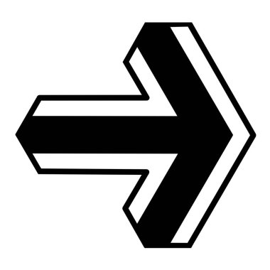 Evrensel tasarım biçimi için geometrik şekilli sağ ok simgesi