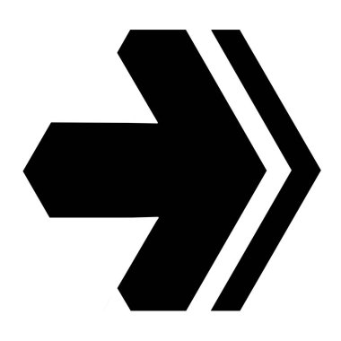 Evrensel tasarım biçimi için geometrik şekilli sağ ok simgesi